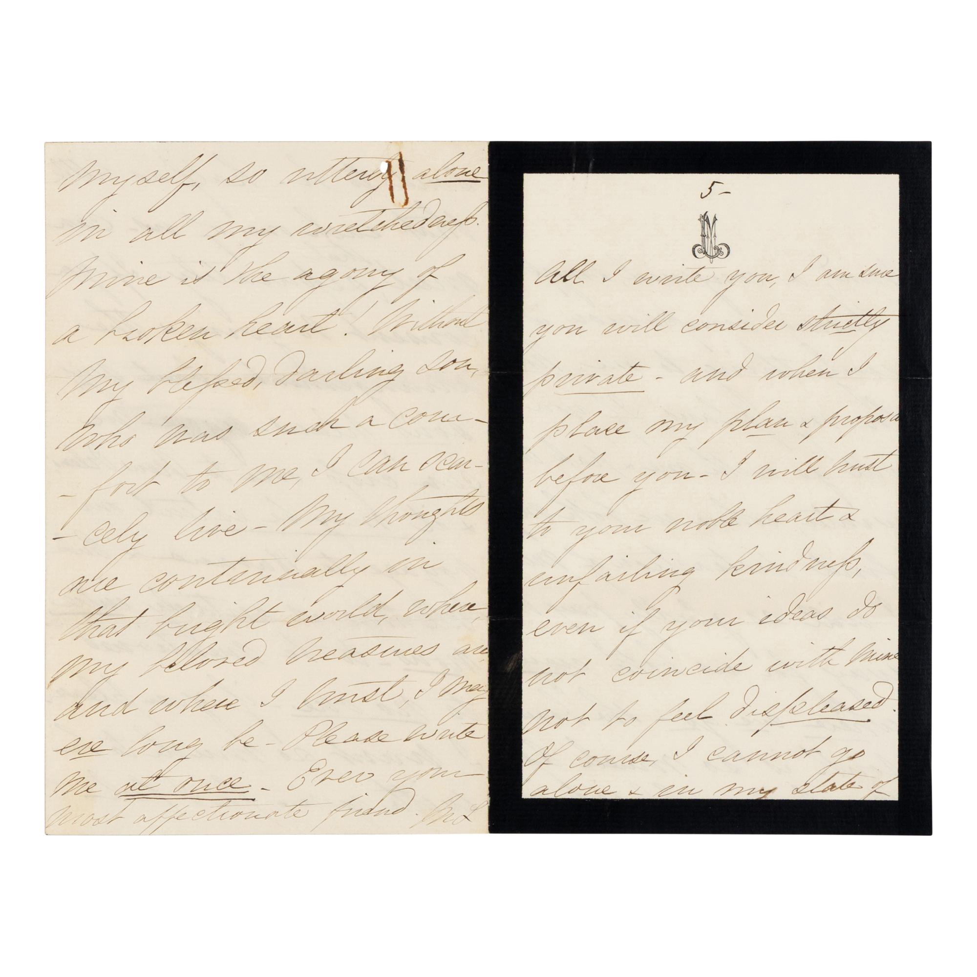 LINCOLN, Mary Todd (1818-1882). Autograph letter signed ("M.L.") to Rhoda White, Chicago, 8 December 1871.