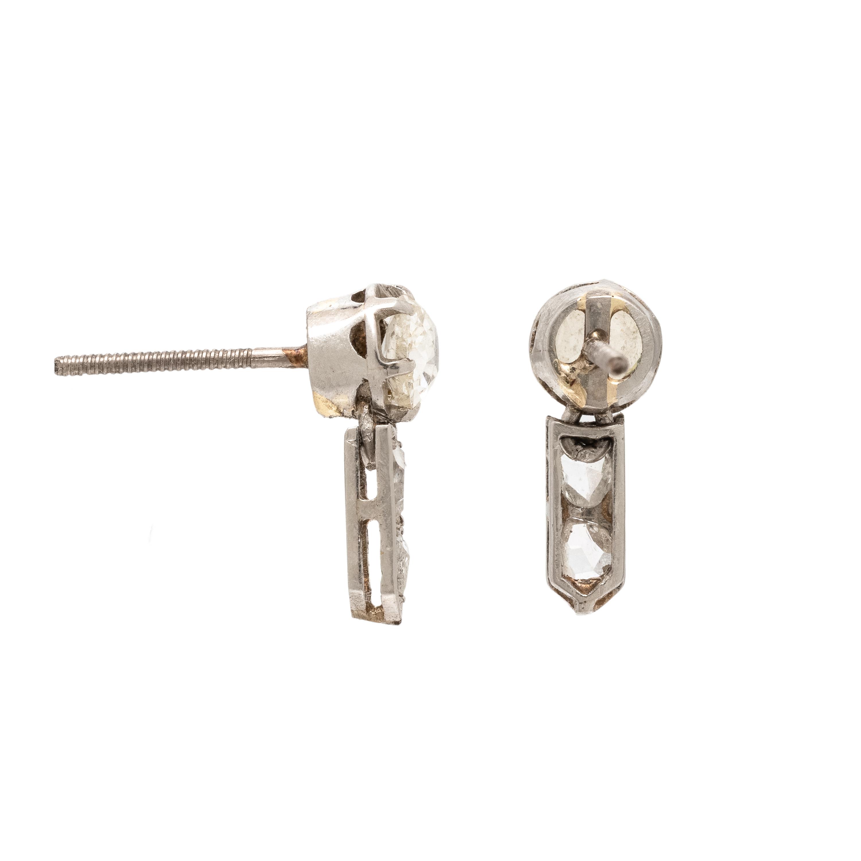 Antique, Diamond and Platinum Earrings