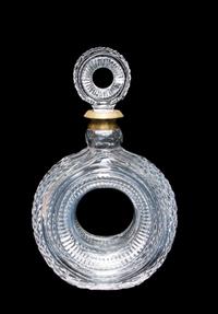 An American Cut Glass and Brass Mounted Decanter Height 10 3/4 inches.