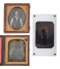 [EARLY PHOTOGRAPHY]. A trio of occupational images highlighted by a likely leather worker with tools, comprising: