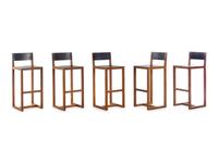 Set of Five Square Bar Stools, BDDW, USA