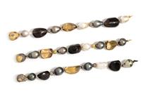 CULTURED PEARL, DIAMOND, COLORED DIAMOND AND GEMSTONE NECKLACE/BRACELET