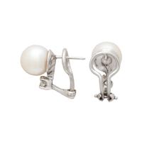 CULTURED PEARL AND DIAMOND EARRINGS