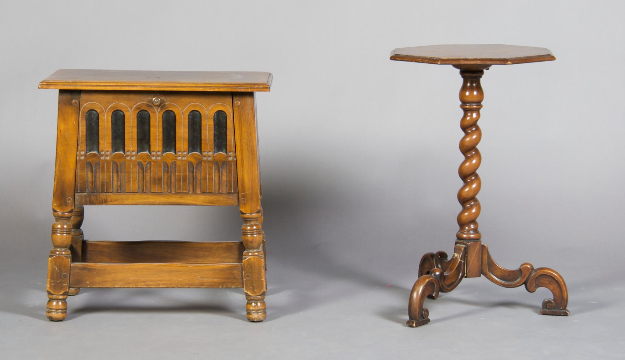 A Jacobean Revival Style Oak Side Cabinet, Height of first 21 1/4 inches.