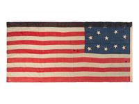 [FLAGS]. 13-star American Centennial flag with unusual star pattern. Ca late 19th century.