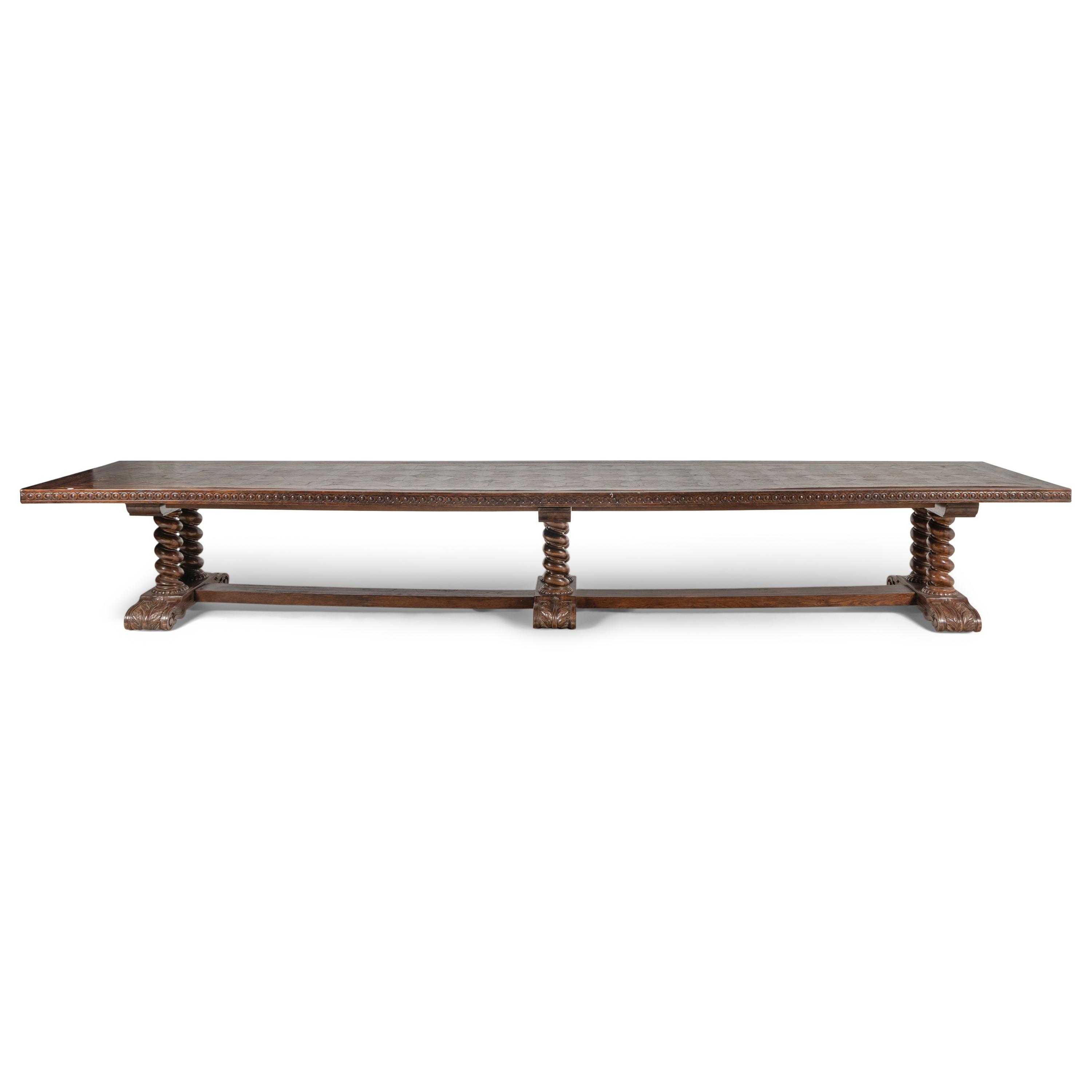 An Italian Oak Parquetry Refectory Table