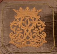 A Pair of French Embroidered Velvet Throw Pillows