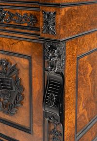 A Pair of German Burl Walnut and Part Ebonized Library Cabinets