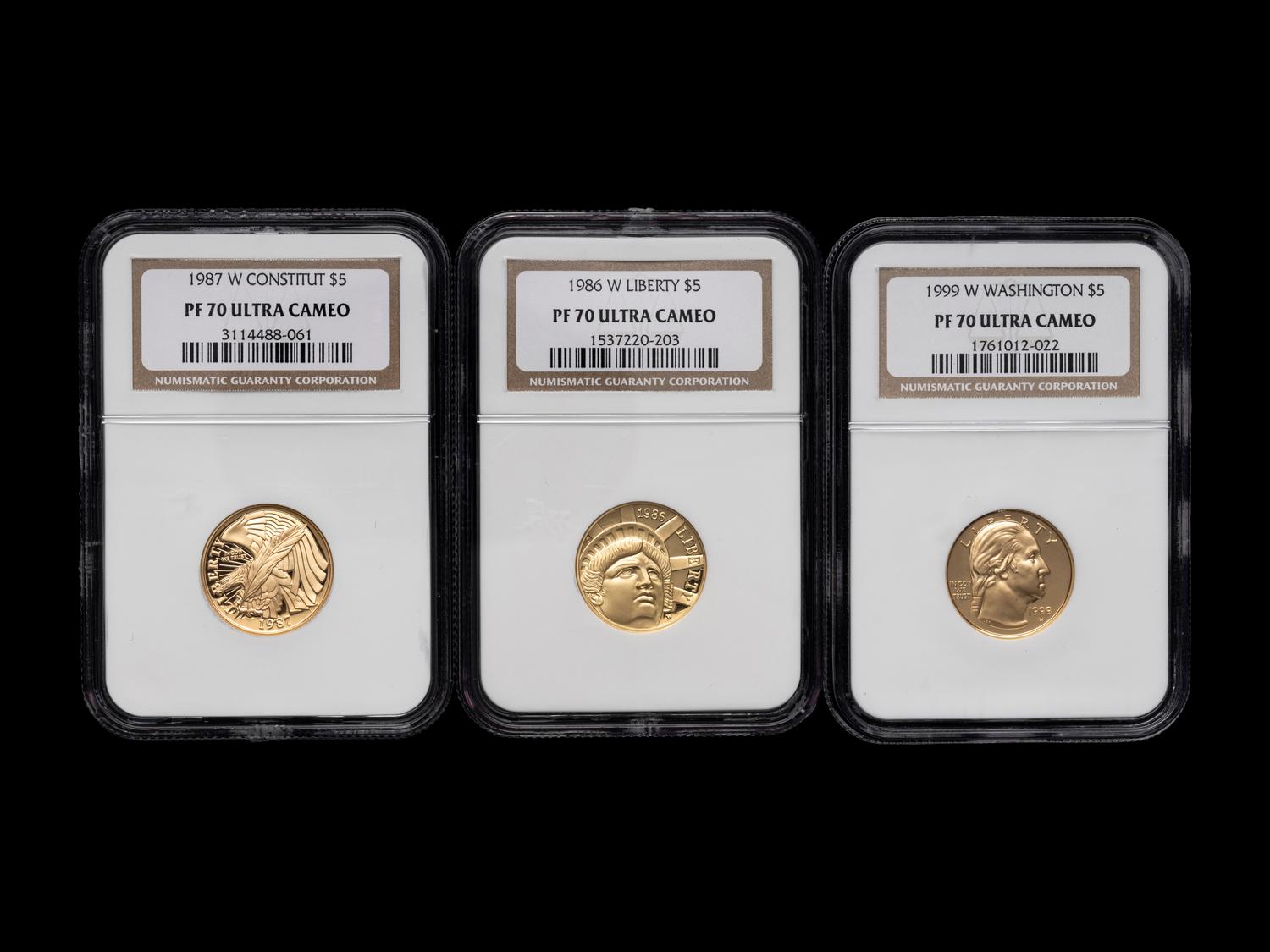Three Commemorative $5 Gold Proofs (NGC PF70 Ultra Cameo)