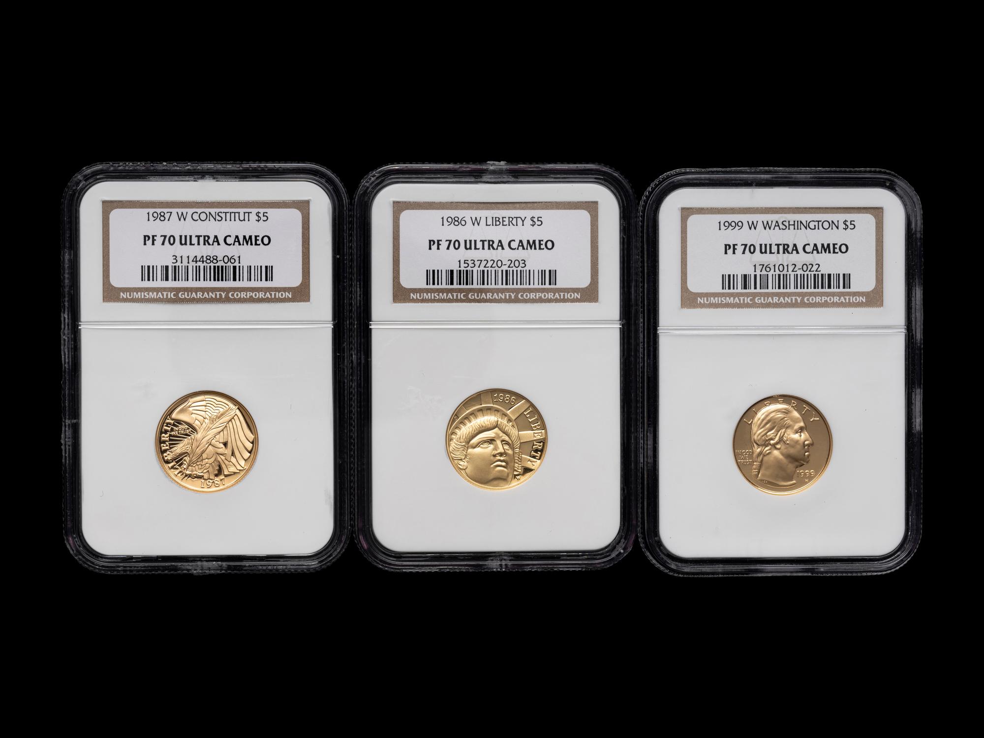 Three Commemorative $5 Gold Proofs (NGC PF70 Ultra Cameo)
