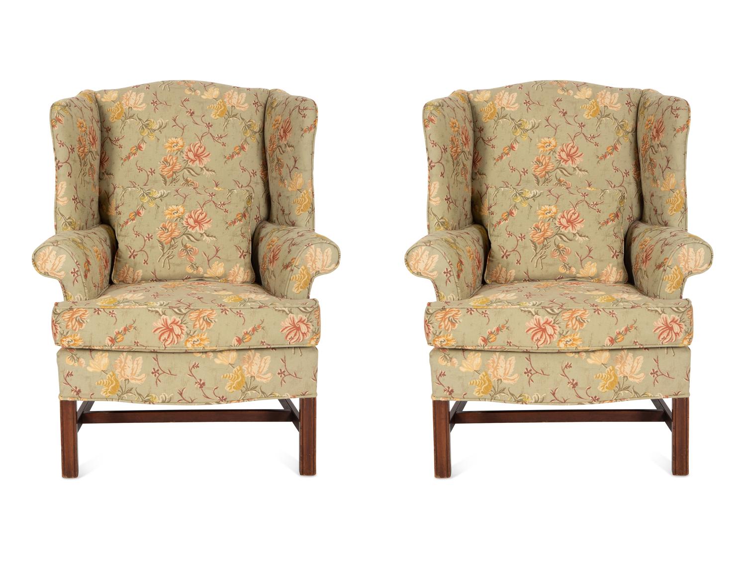 Pair of George III Style Wingback Armchairs