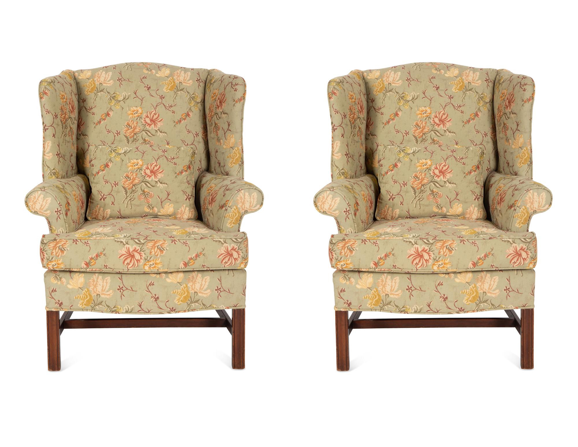 Pair of George III Style Wingback Armchairs
