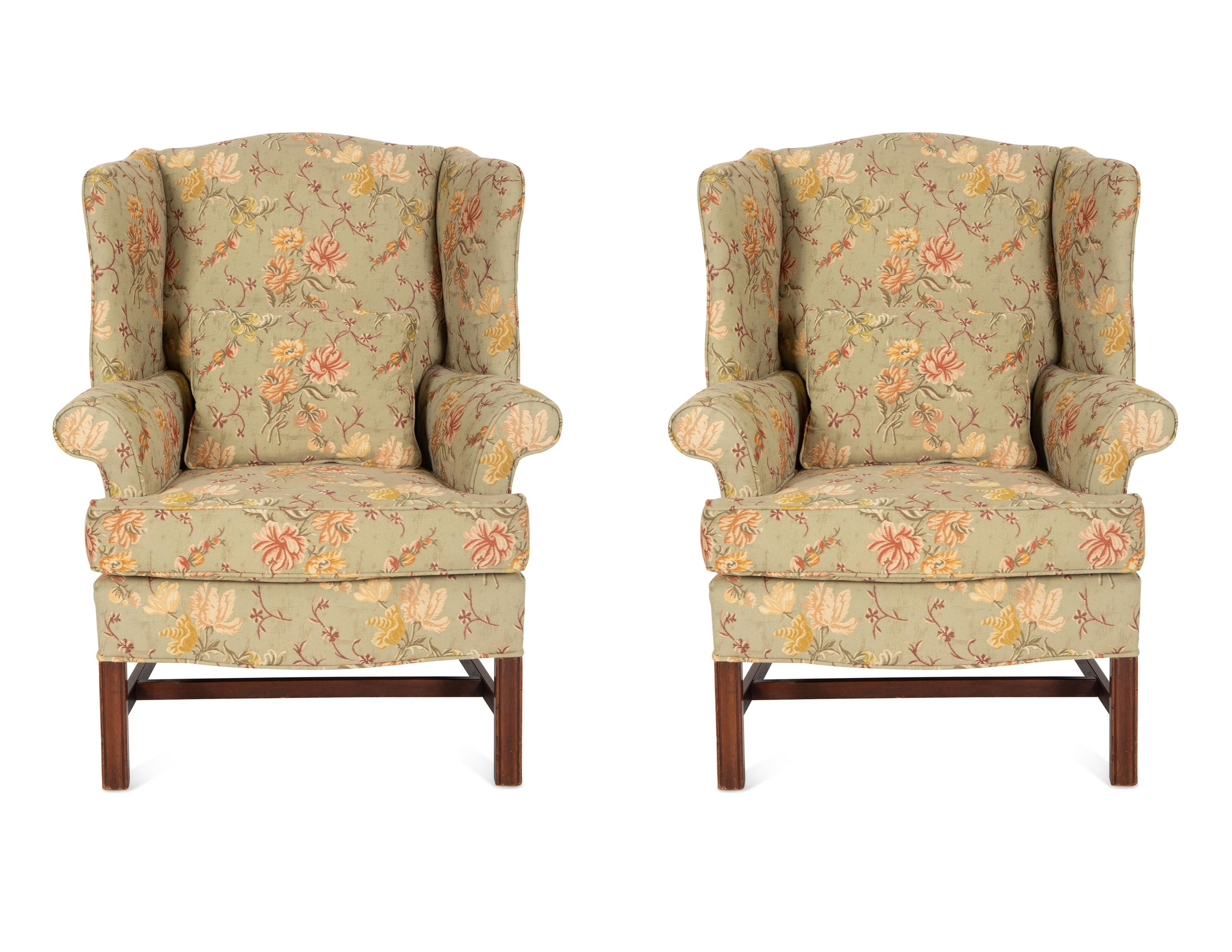 Pair of George III Style Wingback Armchairs