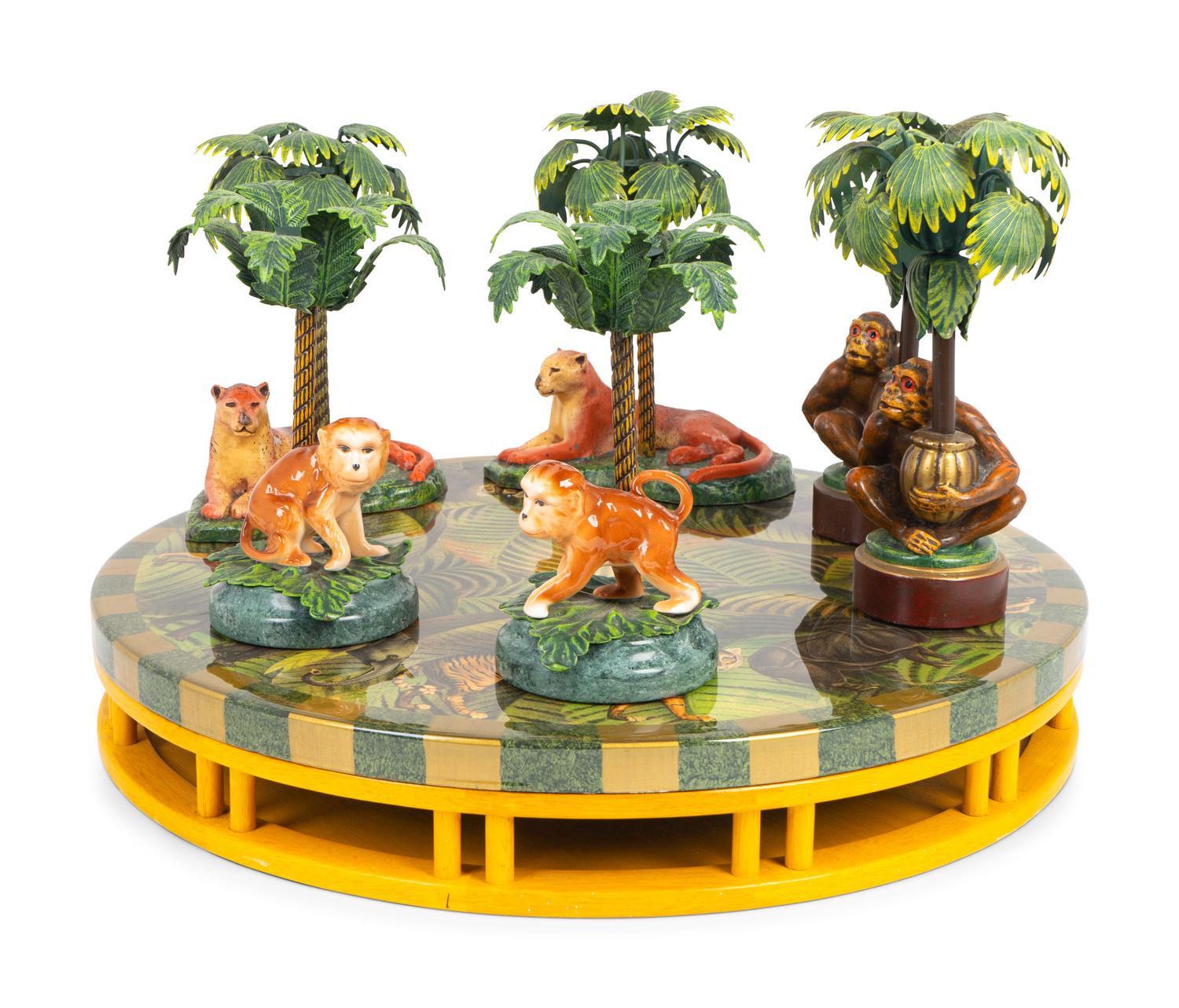 A Group of Six Painted Metal "Jungle" Candleholders — 20TH CENTURY