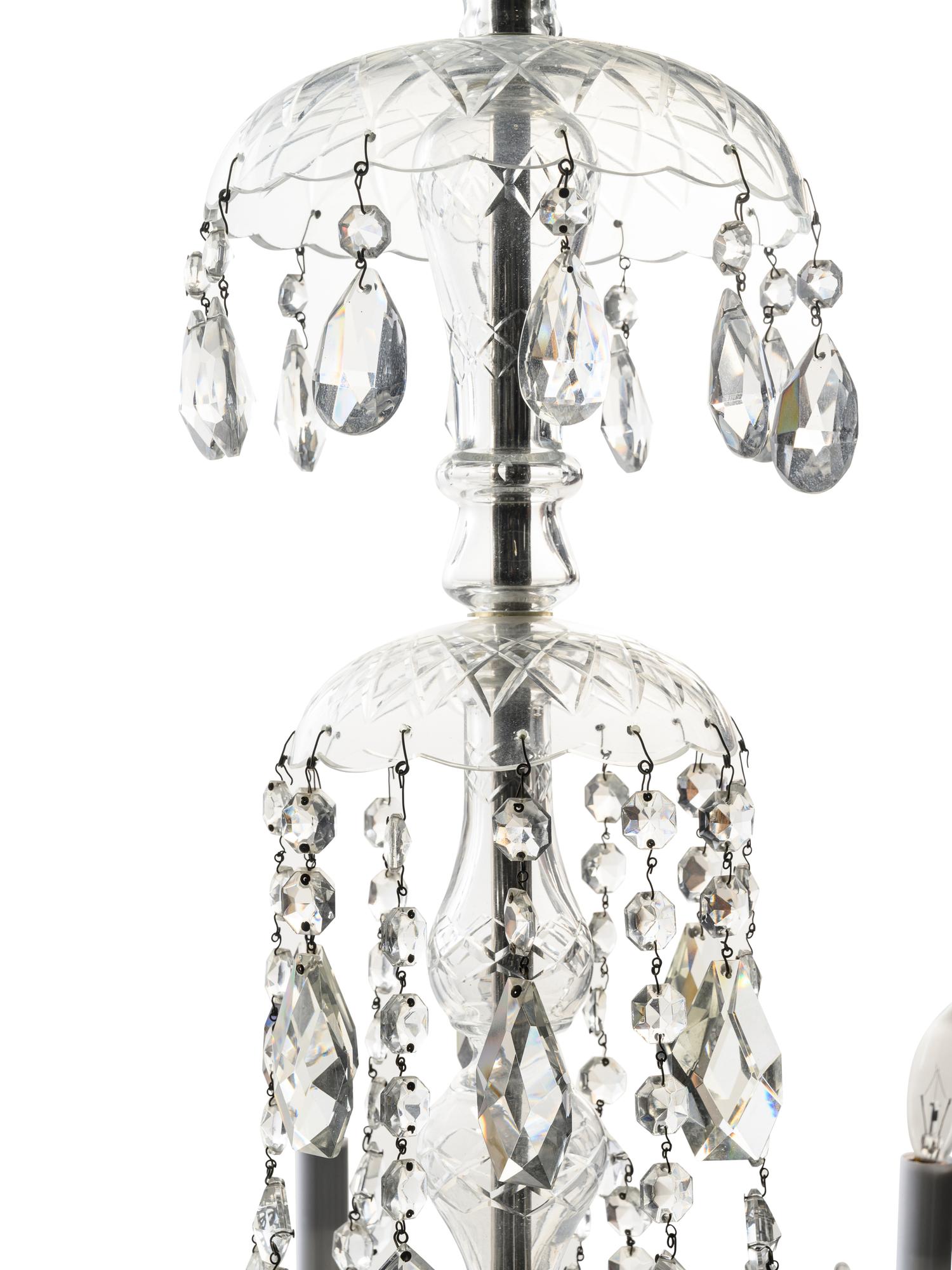 A George III Style Cut Glass Twelve-Light Chandelier