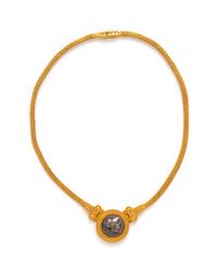 HIGH KARAT YELLOW GOLD AND ROMAN STYLE COIN NECKLACE