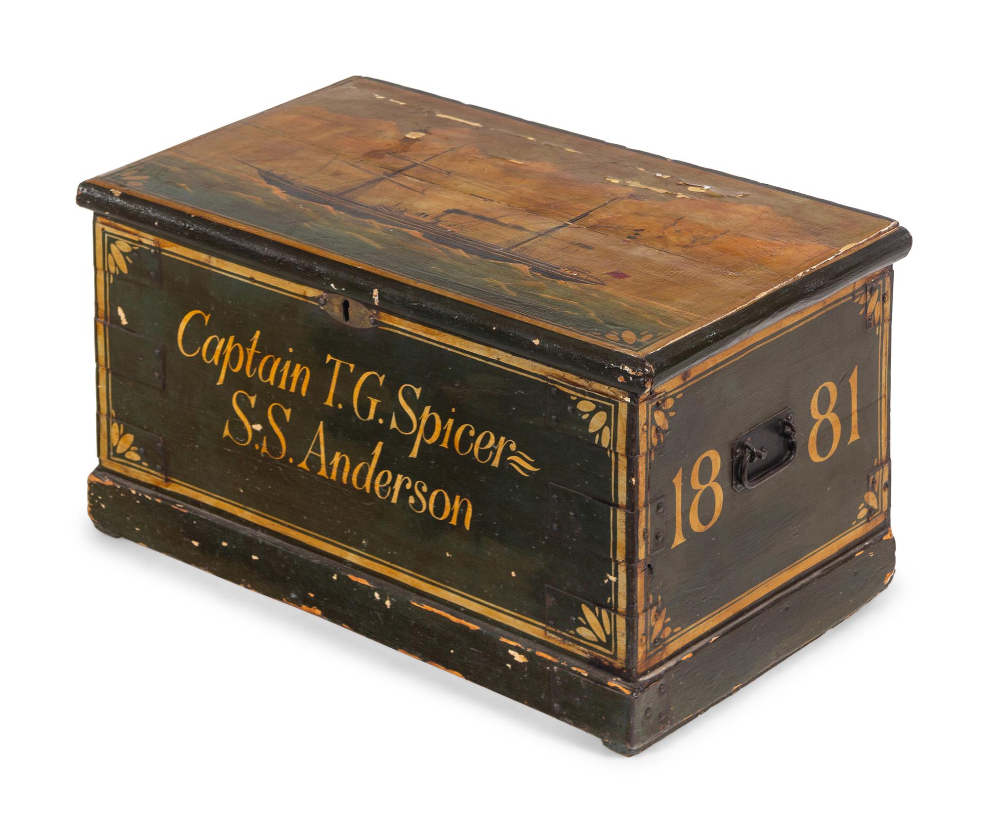 A Paint Decorated Ship Captain's Trunk