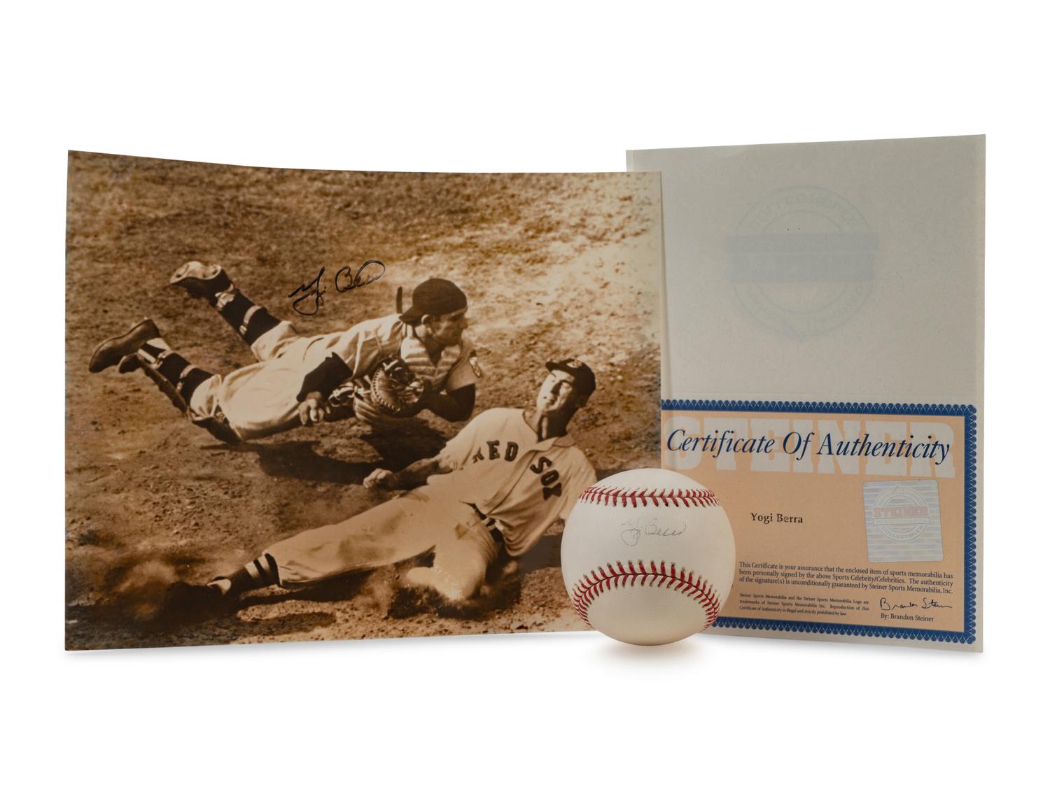 A Group of Yogi Berra Signed Autograph Items (Beckett Authentication Services, Steiner),