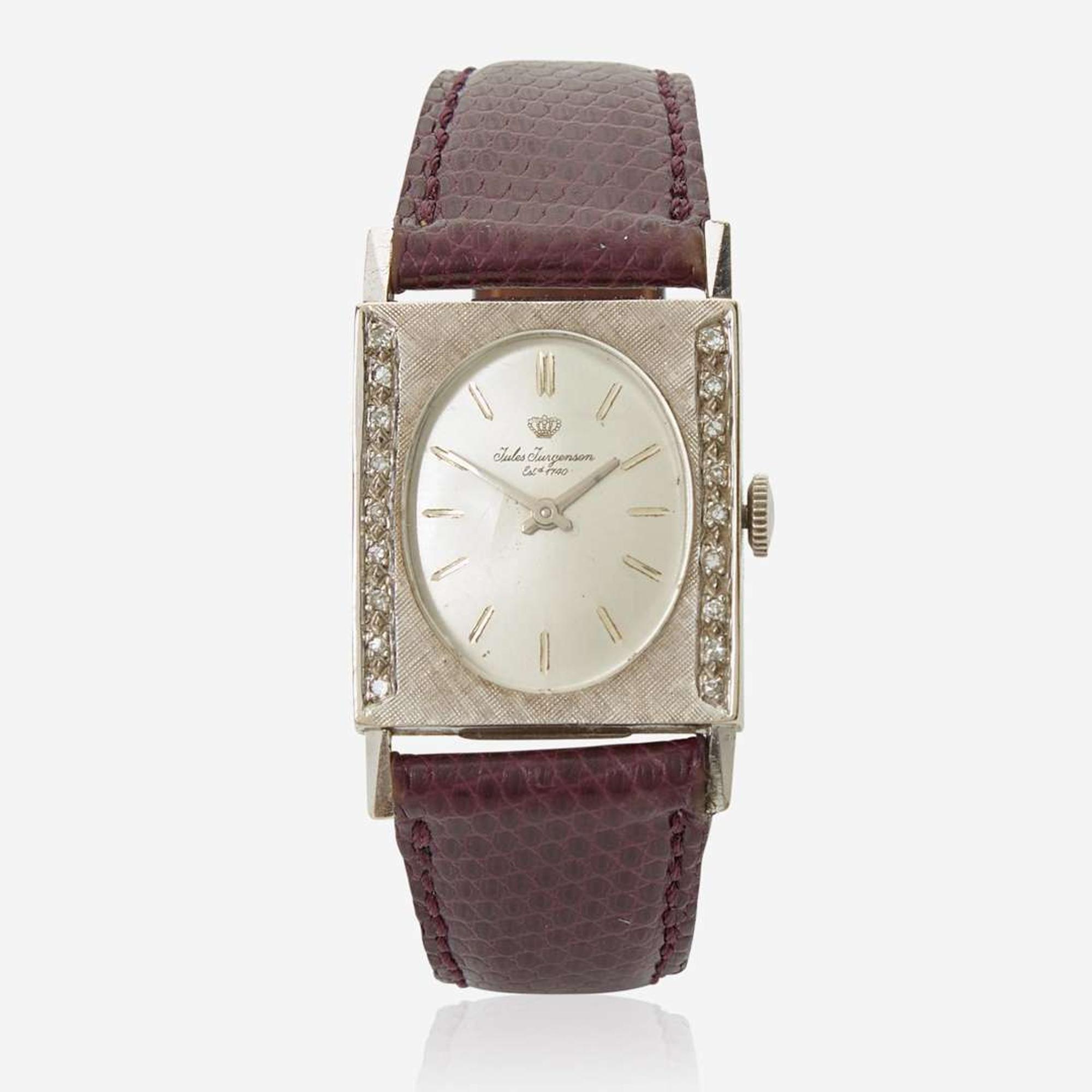A Ladies 14K White Gold Jules Jurgensen Watch