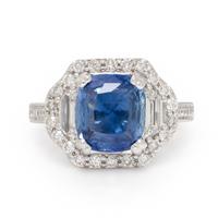 Ceylon Sapphire, Diamond, and White Gold Ring