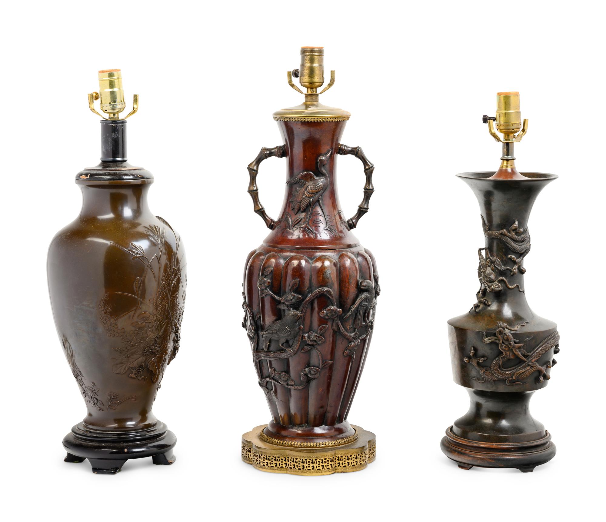 Five Japanese Mixed-Metal Vases