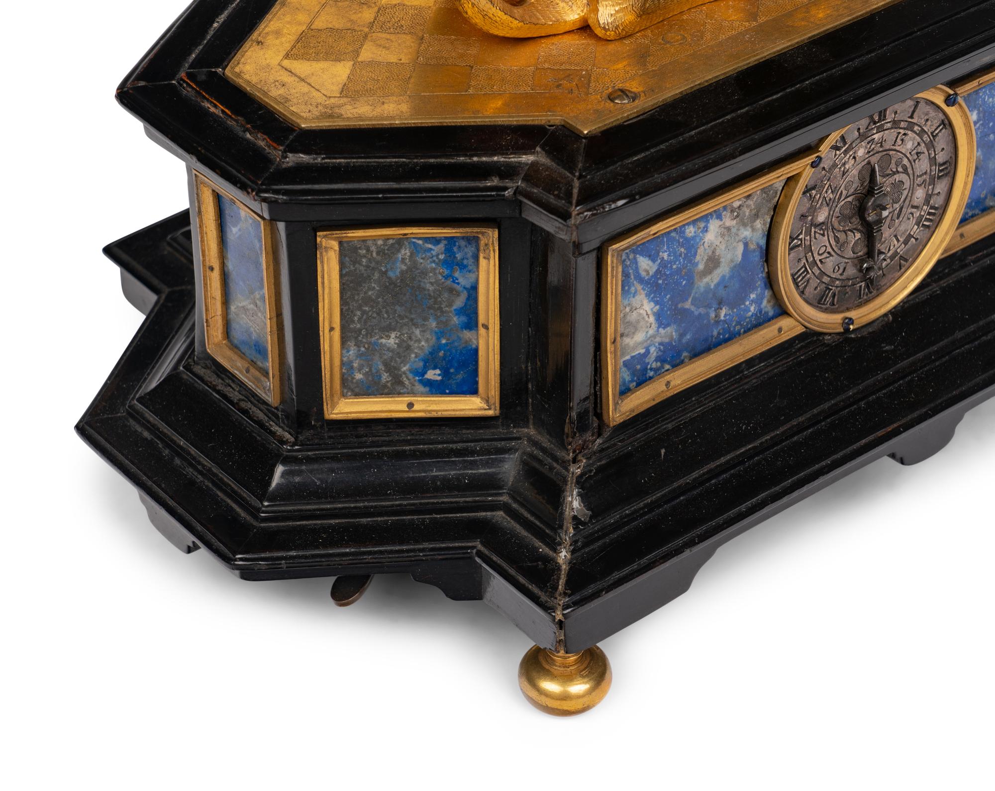 A German Gilt Bronze, Ebonized and Lapis Lazuli-Mounted Automaton with a Reclining Hound