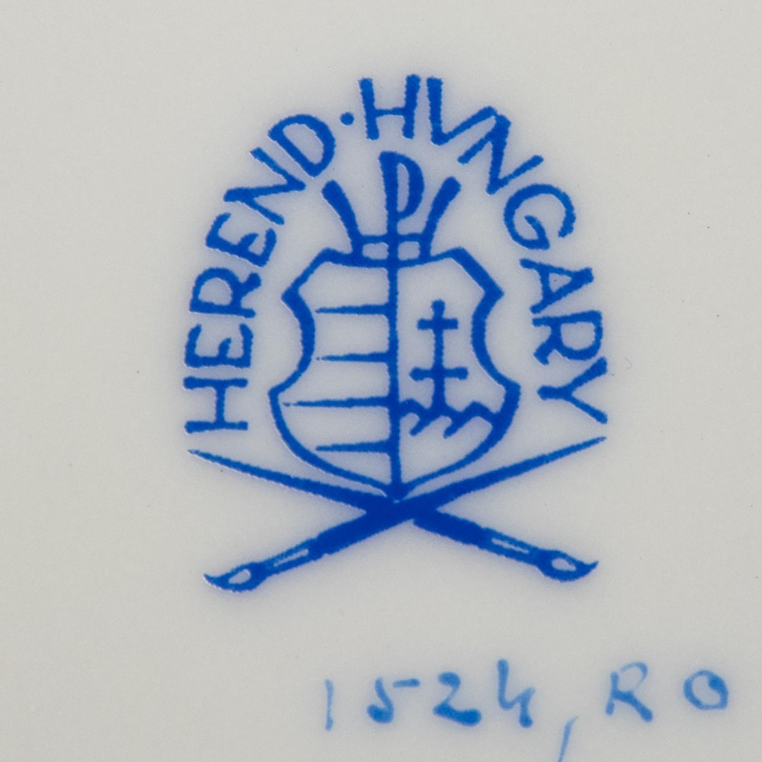 A Set of Five Herend Rothschild Bird Porcelain Dinner Plates