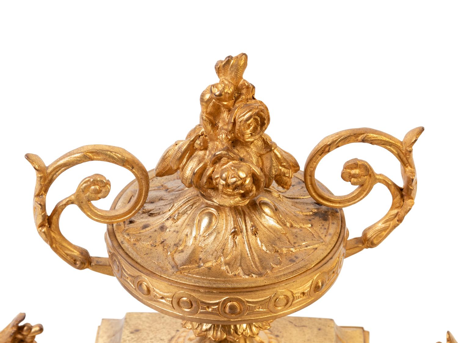 A Louis XVI Style Gilt Bronze Mantel Clock