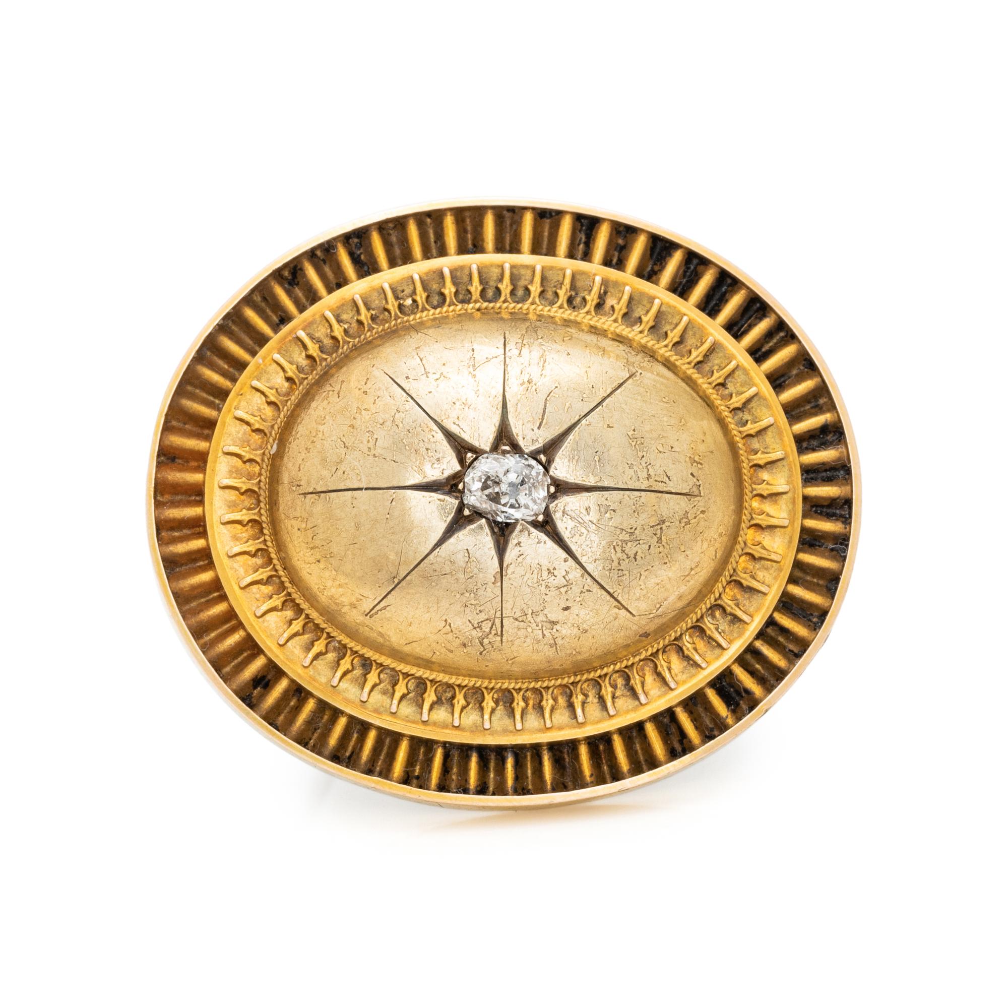 VICTORIAN, YELLOW GOLD AND DIAMOND BROOCH