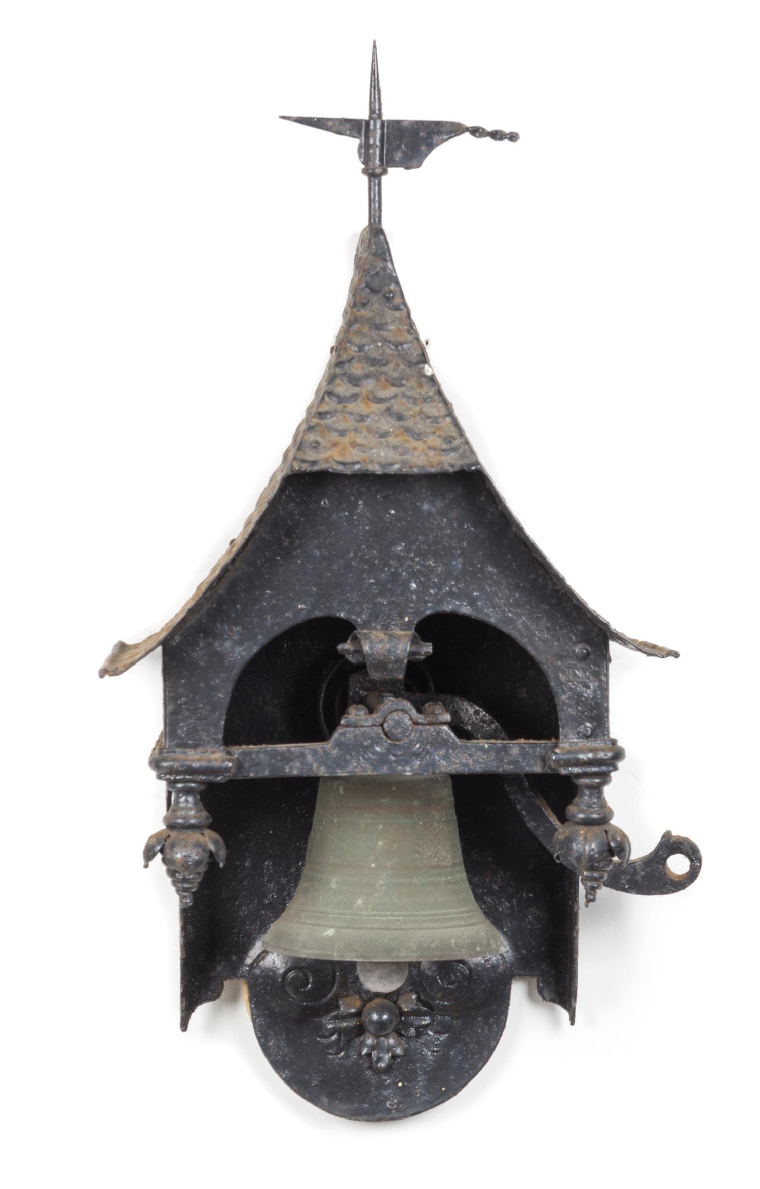 A Victorian Style Wrought Iron Bell Height 60 inches overall. — 20TH CENTURY