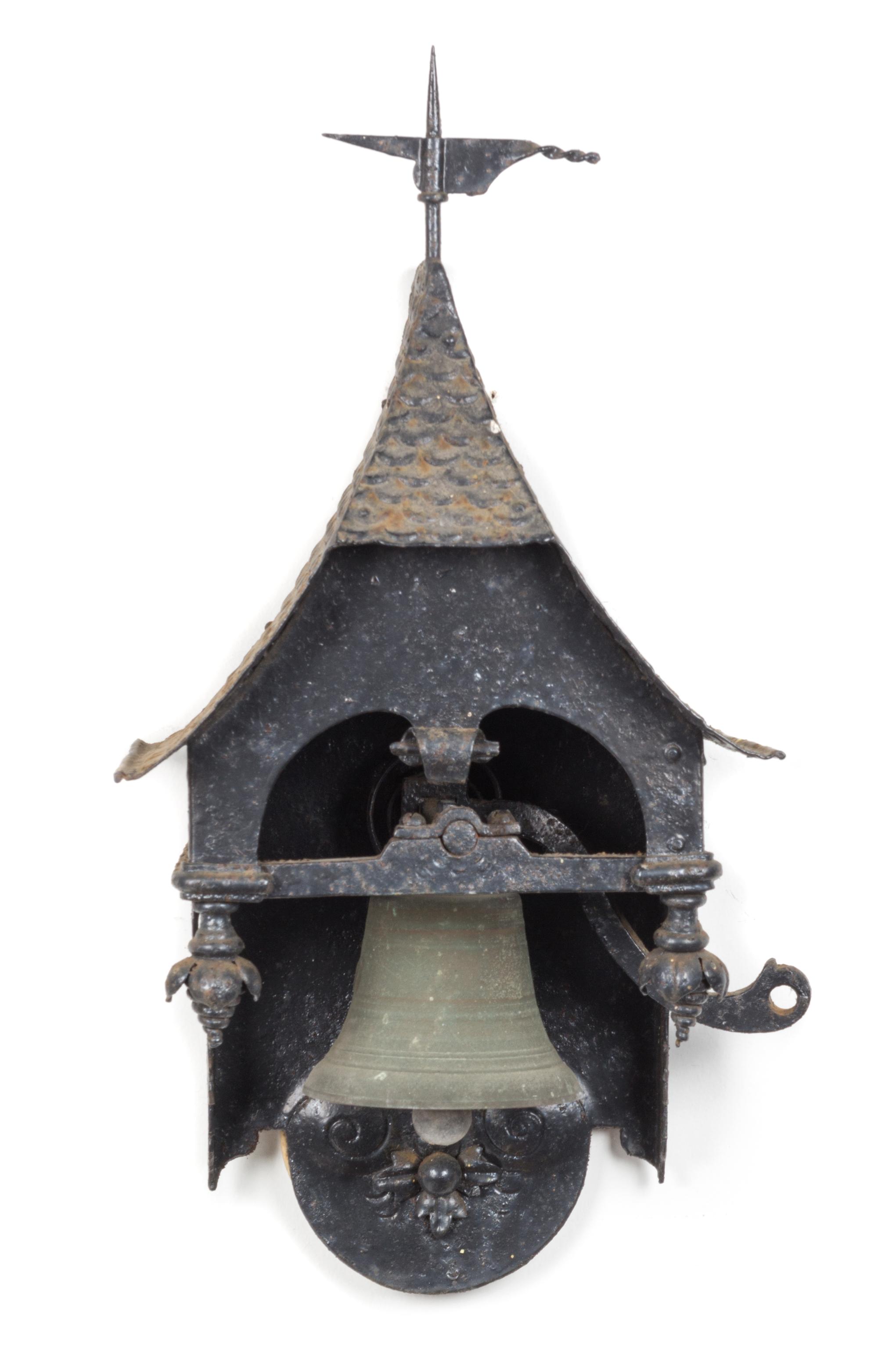 A Victorian Style Wrought Iron Bell Height 60 inches overall. — 20TH CENTURY