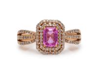 A 14 Karat Rose Gold, Pink Sapphire and Diamond Demi-Parure,