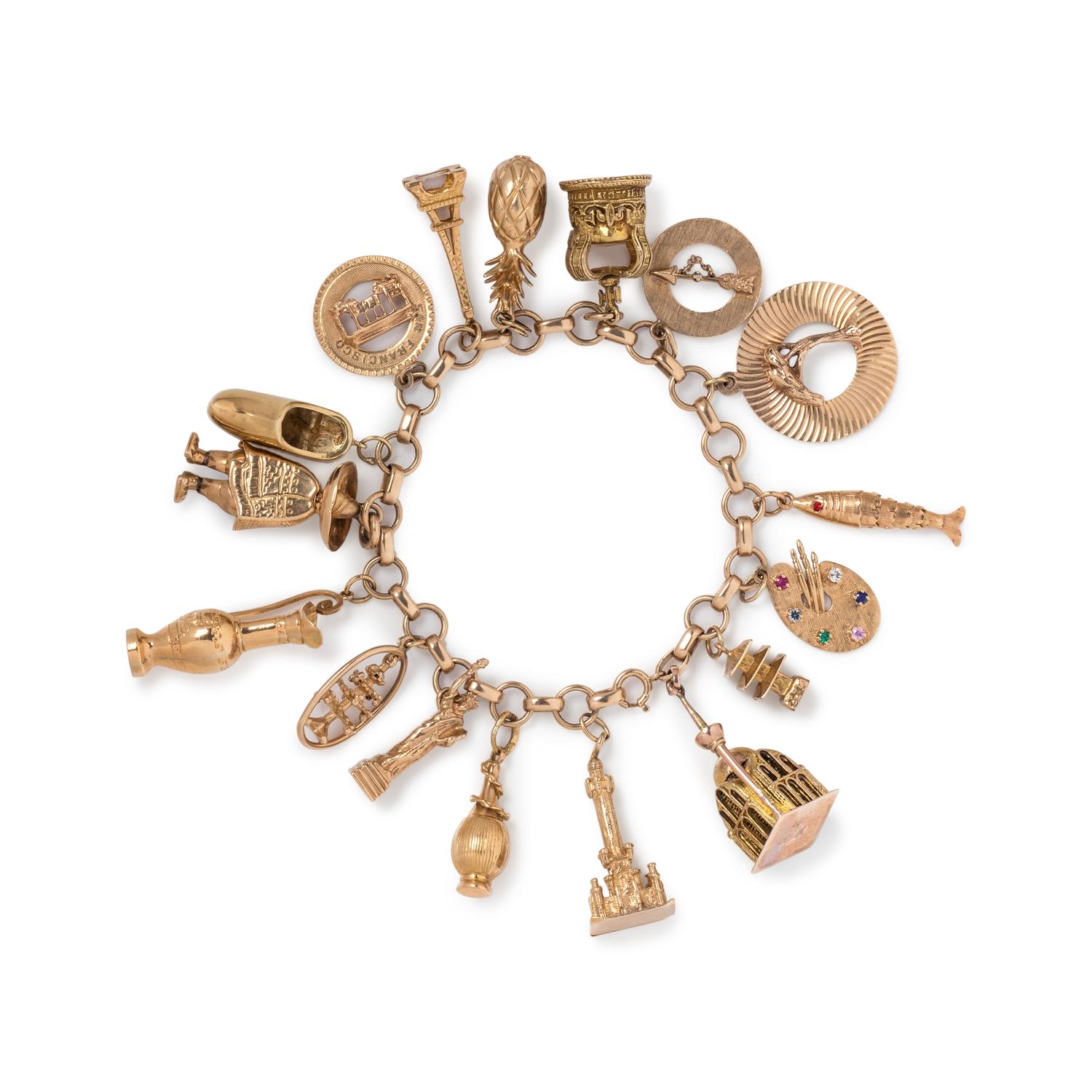 YELLOW GOLD CHARM BRACELET