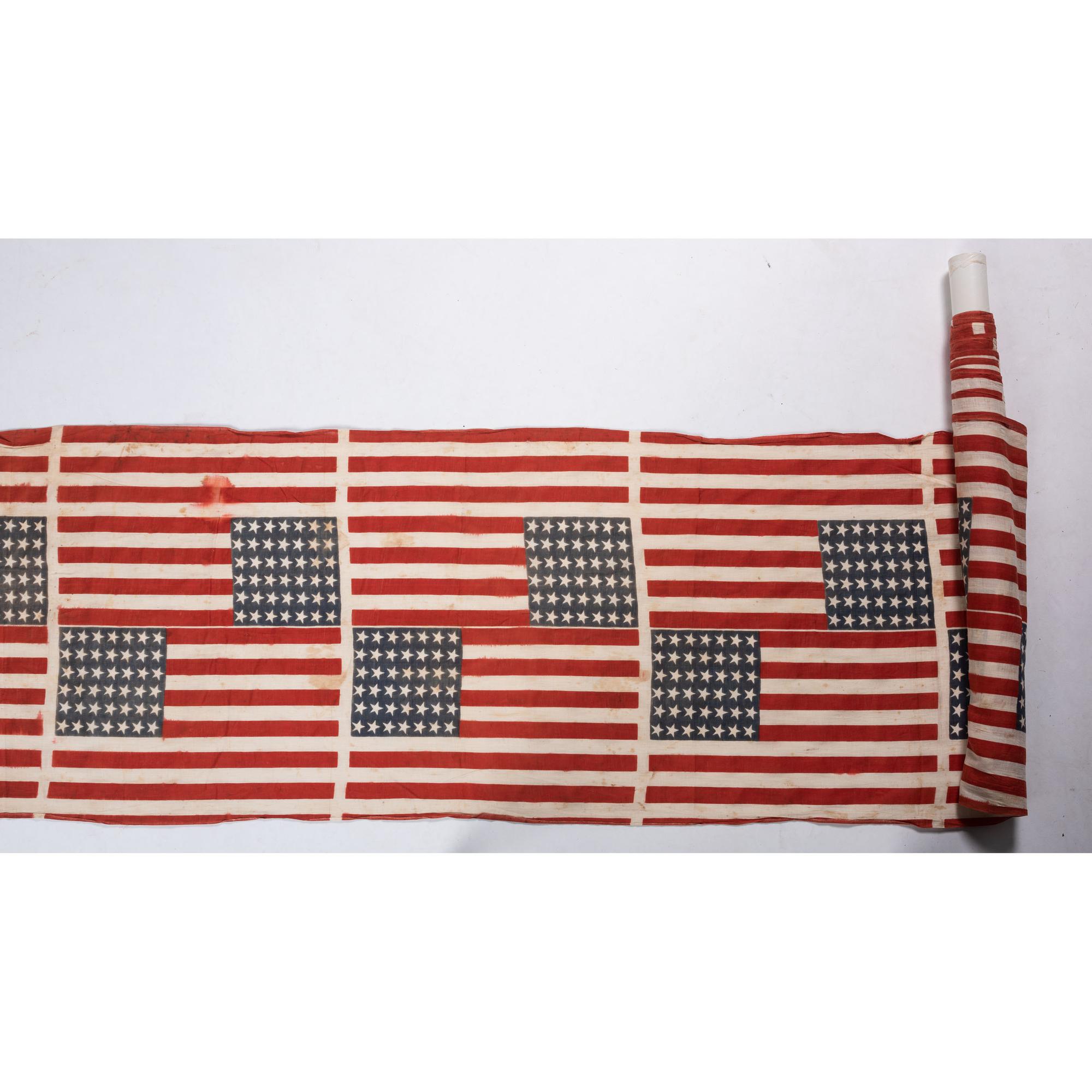 [FLAGS & PATRIOTIC TEXTILES]. Bolt of 42-star American parade flags. N.p., [ca 1889-1890].