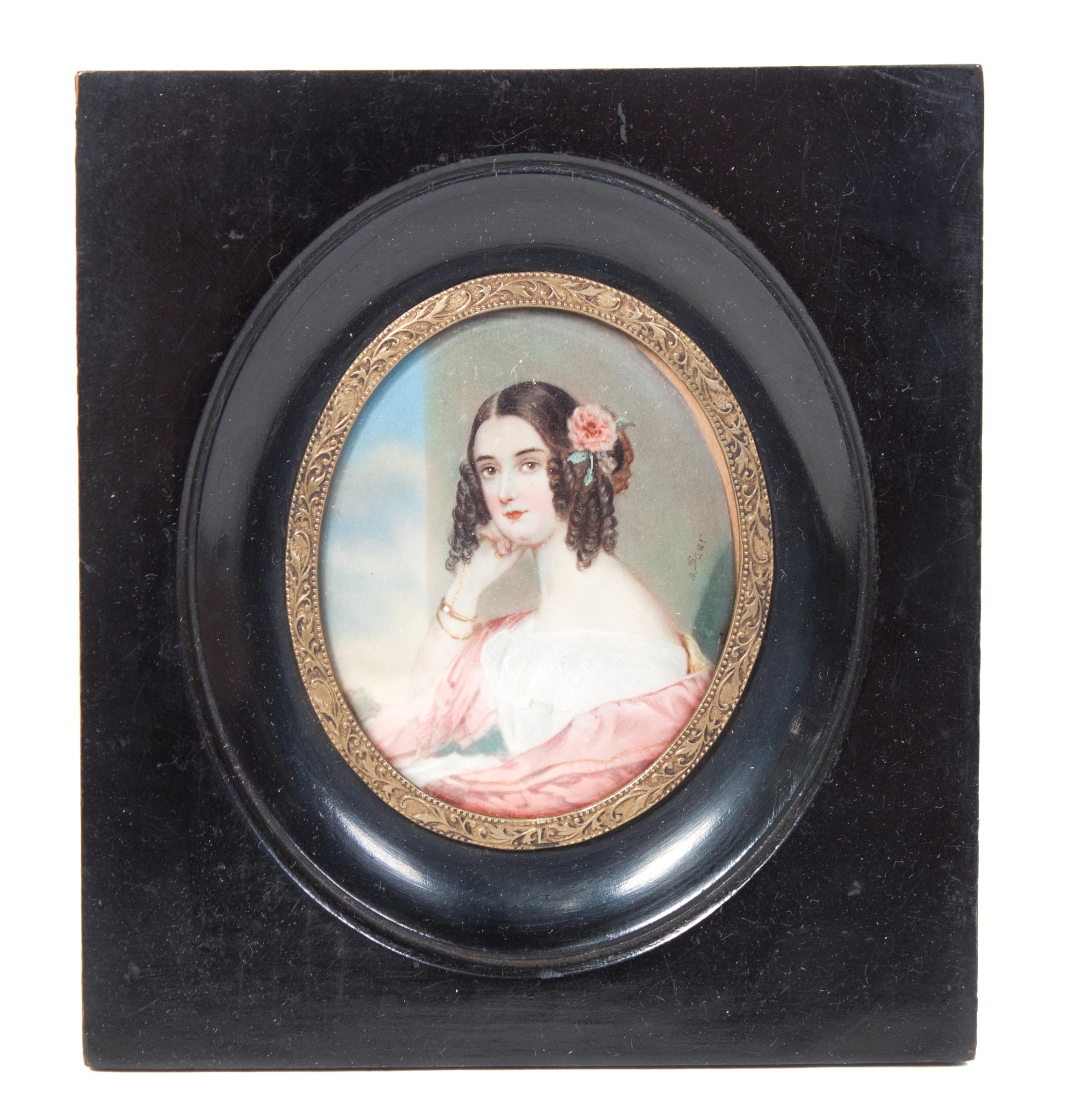 A Collection of Four Portrait Miniatures Height of largest frame 4 3/4 x width 4 inches.