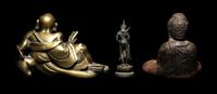 Three Asian Buddhist Figures