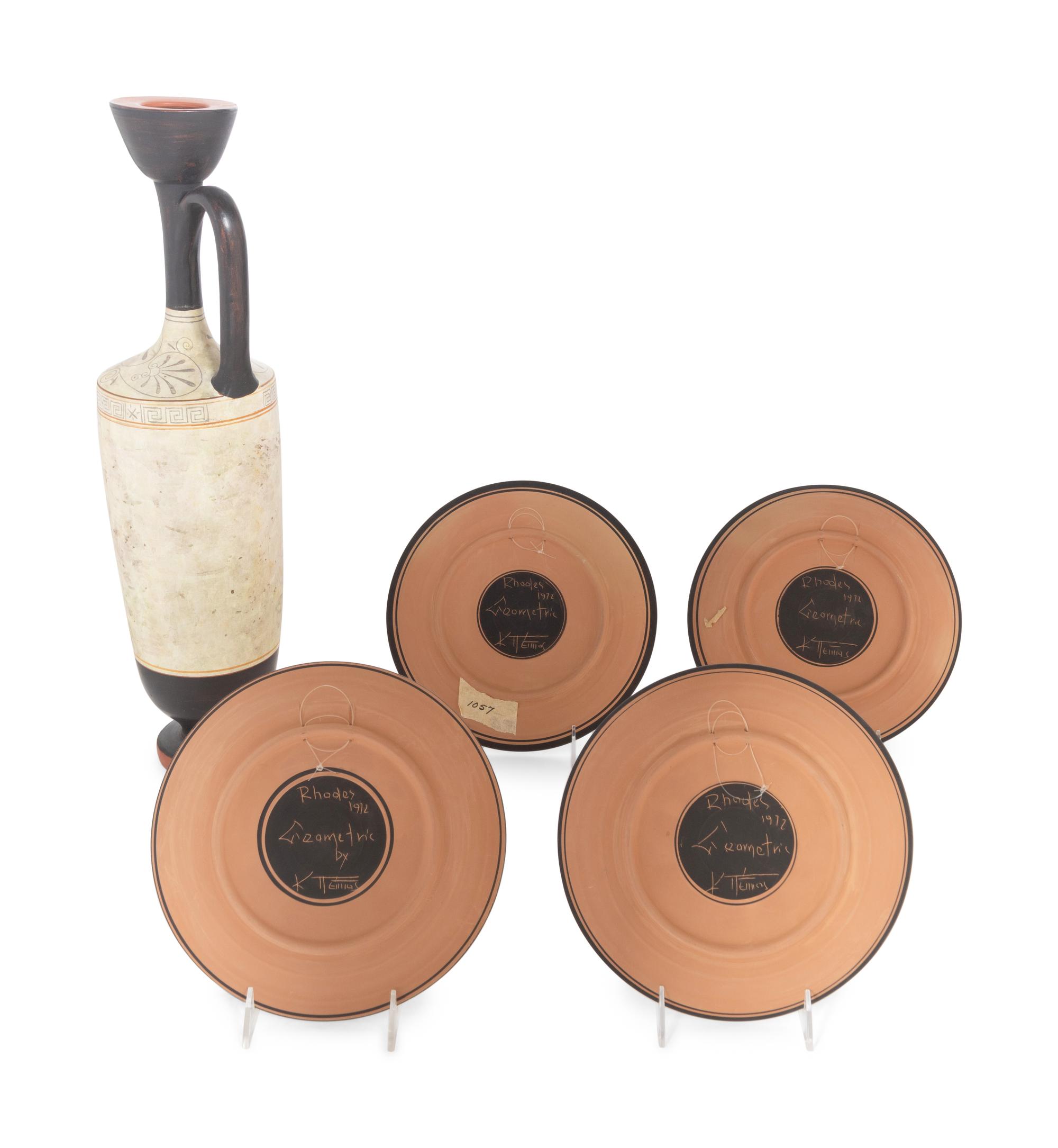 A Large Attic Style White-Ground Lekythos and Four Plates
