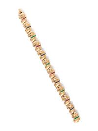 YELLOW GOLD, MULTIGEM AND DIAMOND ELEPHANT BRACELET