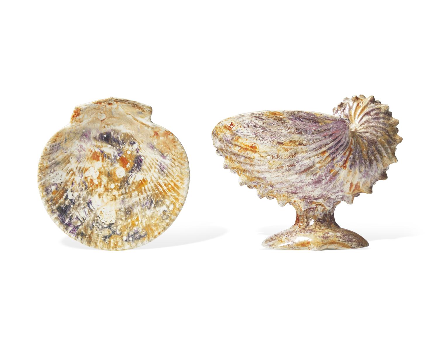 Two Wedgwood Moonlight Lustreware Shell Form Articles
