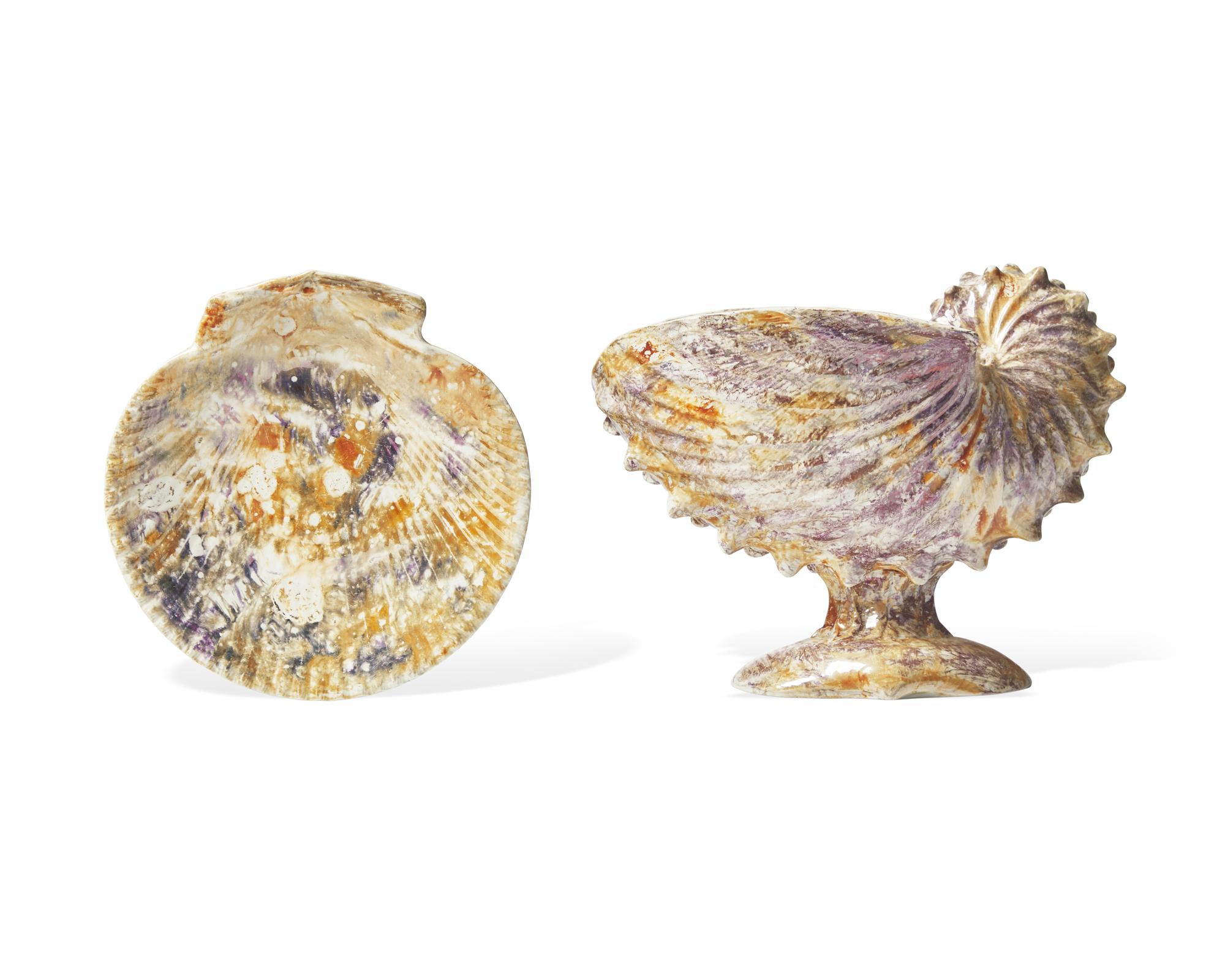 Two Wedgwood Moonlight Lustreware Shell Form Articles