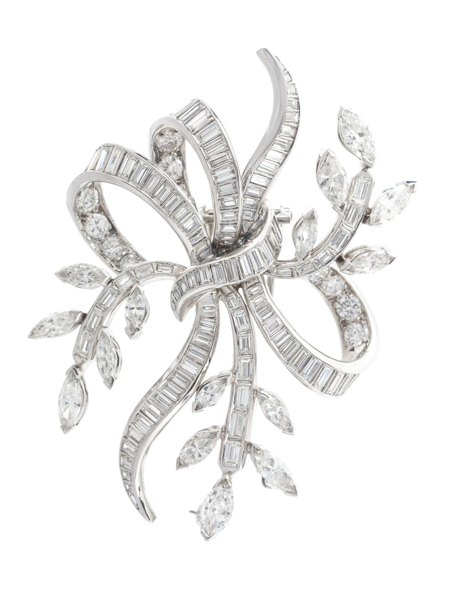 A Platinum and Diamond Spray Brooch, Circa 1950, 19.30 dwts.
