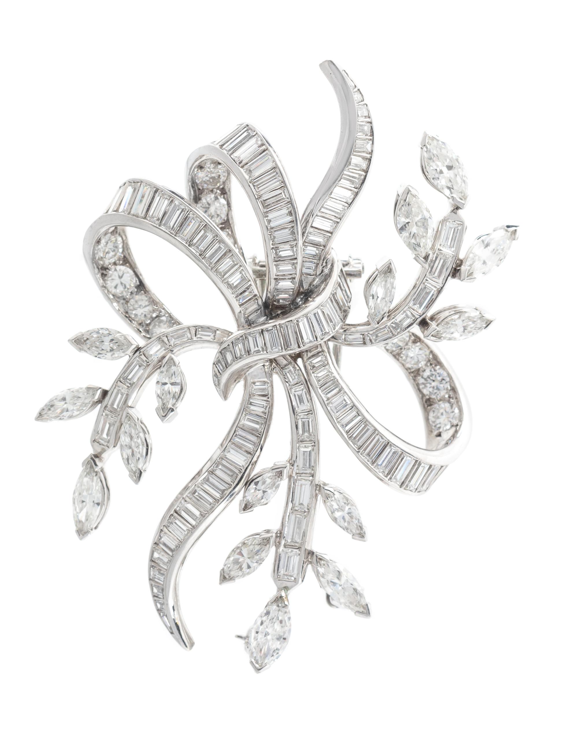A Platinum and Diamond Spray Brooch, Circa 1950, 19.30 dwts.