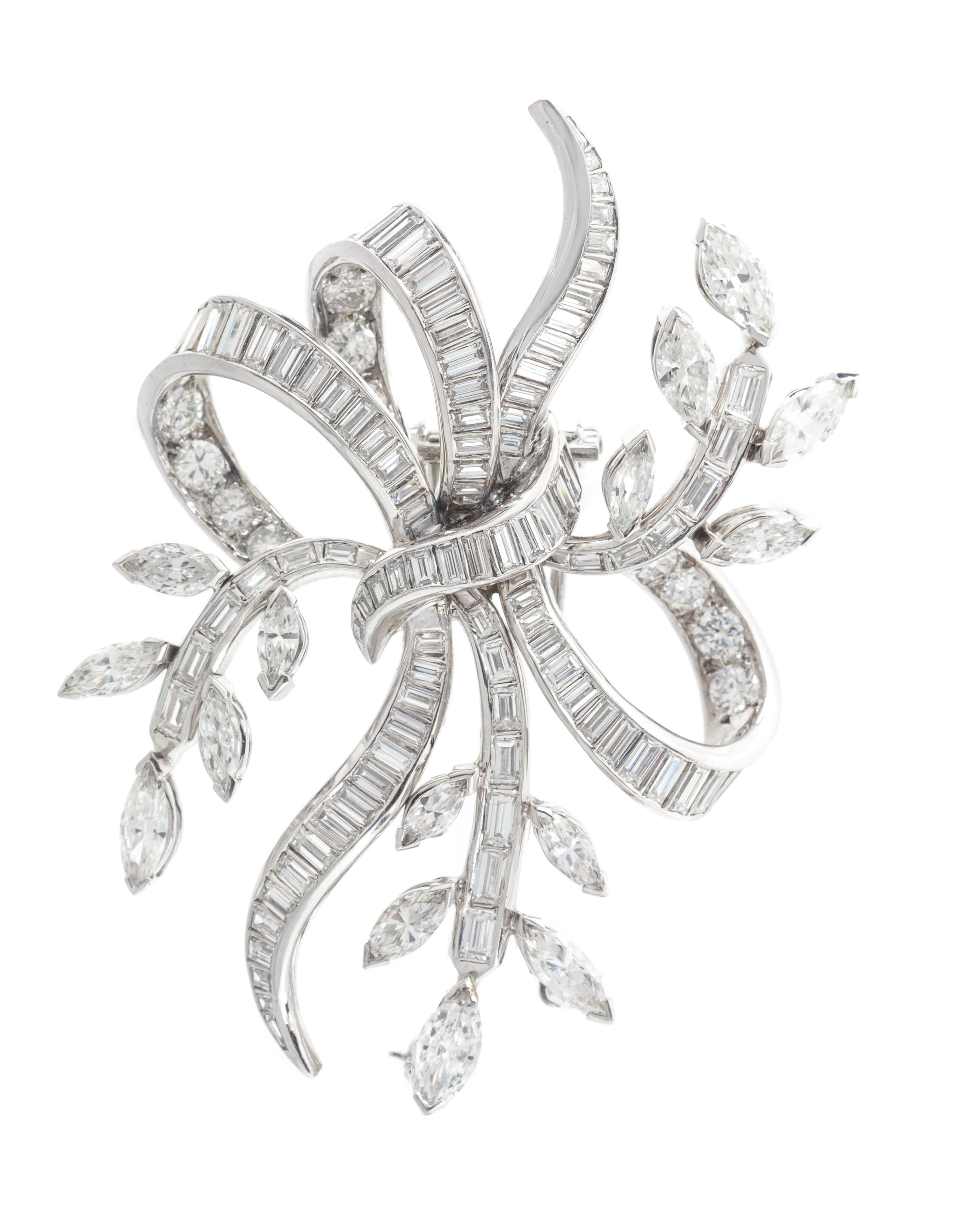 A Platinum and Diamond Spray Brooch, Circa 1950, 19.30 dwts.