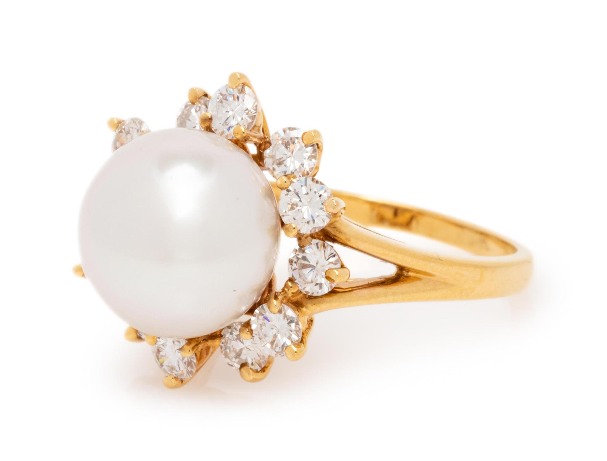 Cultured Pearl and Diamond Ring