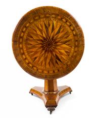 An Early Victorian Rosewood and Specimen Wood Center Table Height 30 1/2 x diameter 39 inches. — MID-19TH CENTURY