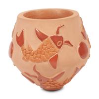 Red and Micaceous Jar, with Koi