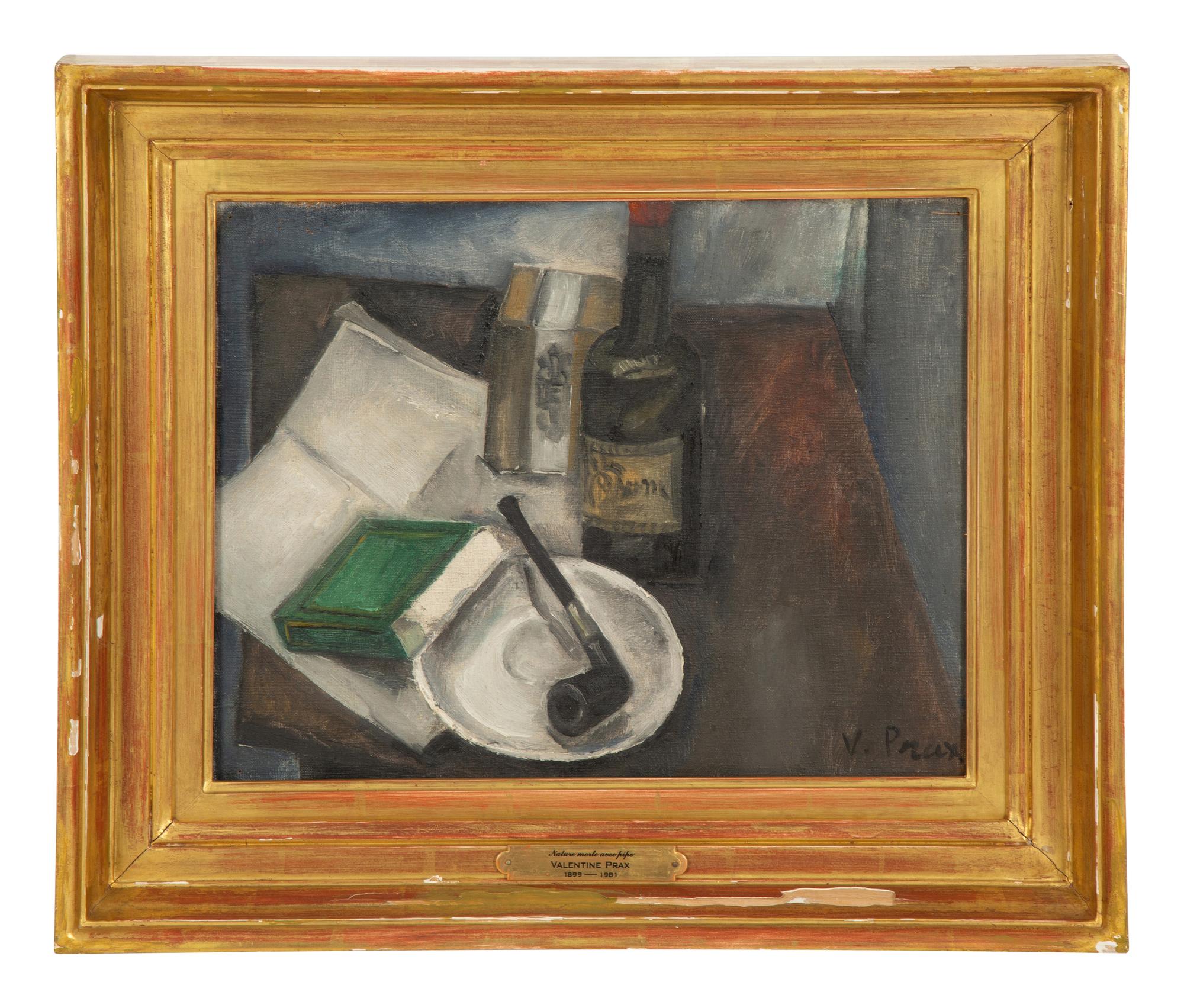 Nature Morte Avec Pipe Livre et Bouteille
