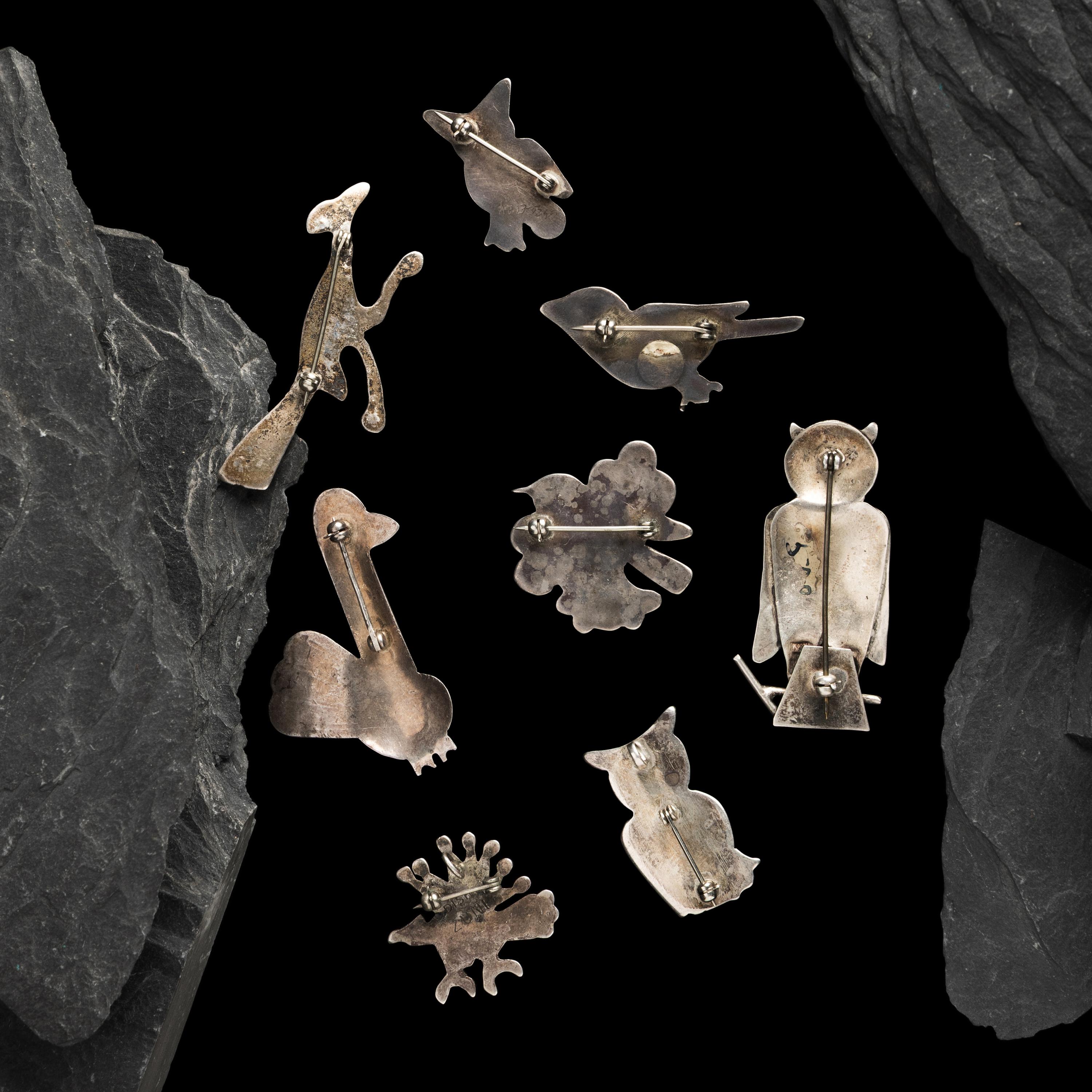 Navajo and Zuni Avian Silver Pins / Pendants