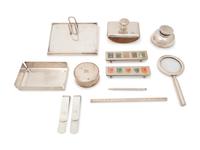 A Collection of Eleven Italian Silver Desk Articles