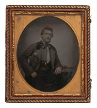 [CIVIL WAR]. Sixth plate ambrotype featuring a middle-aged Confederate soldier.